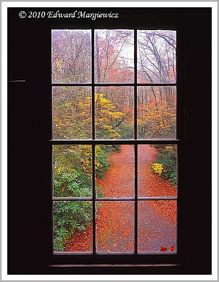 450691  From inside Mingus Mill during a rain storm, window 3